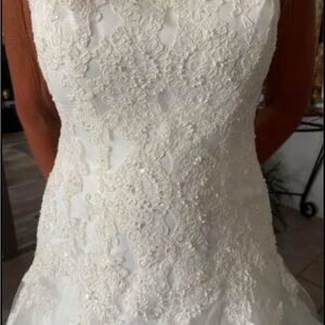 David's Bridal Ivory Tulle Gown